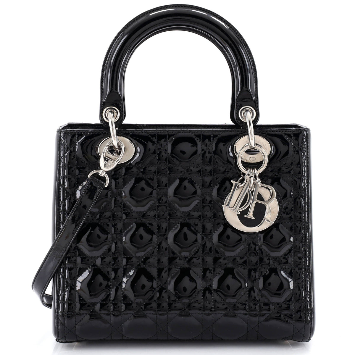 Christian Dior Lady Dior Bag Cannage Quilt Patent Medium