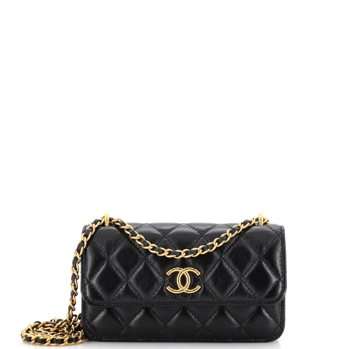 Chanel CHANEL CC Flap Phone Holder with Chain Quilted Lambskin Mini