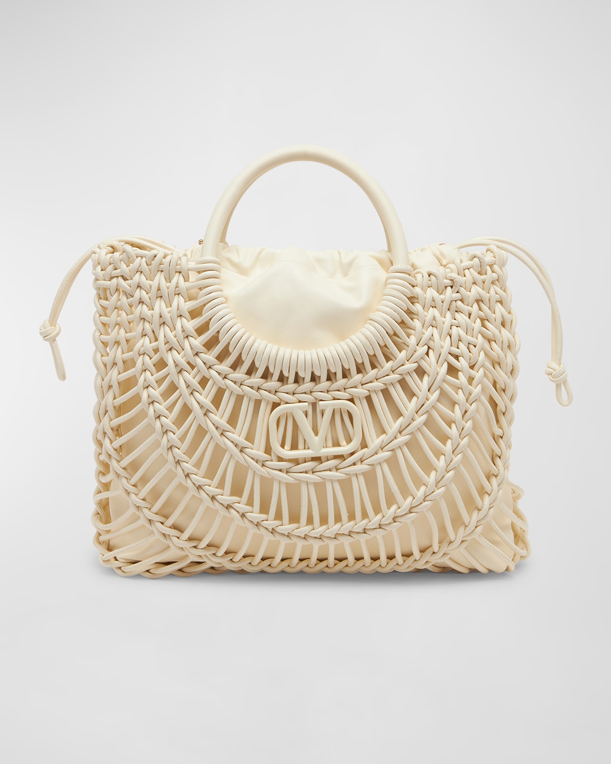 Valentino Allover Knot Braided Drawstring Tote Bag