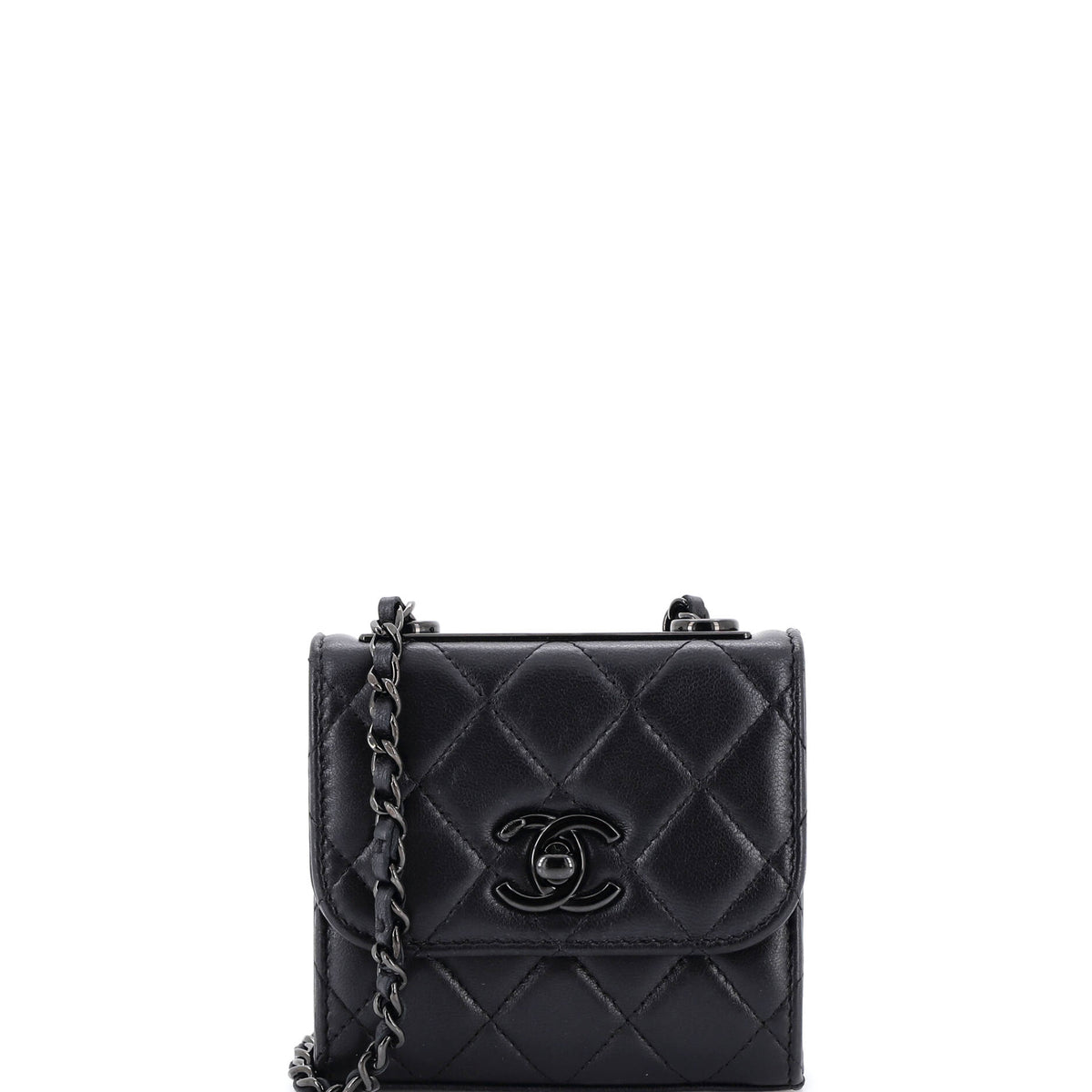Chanel CHANEL So Black Trendy CC Clutch with Chain Quilted Lambskin Small