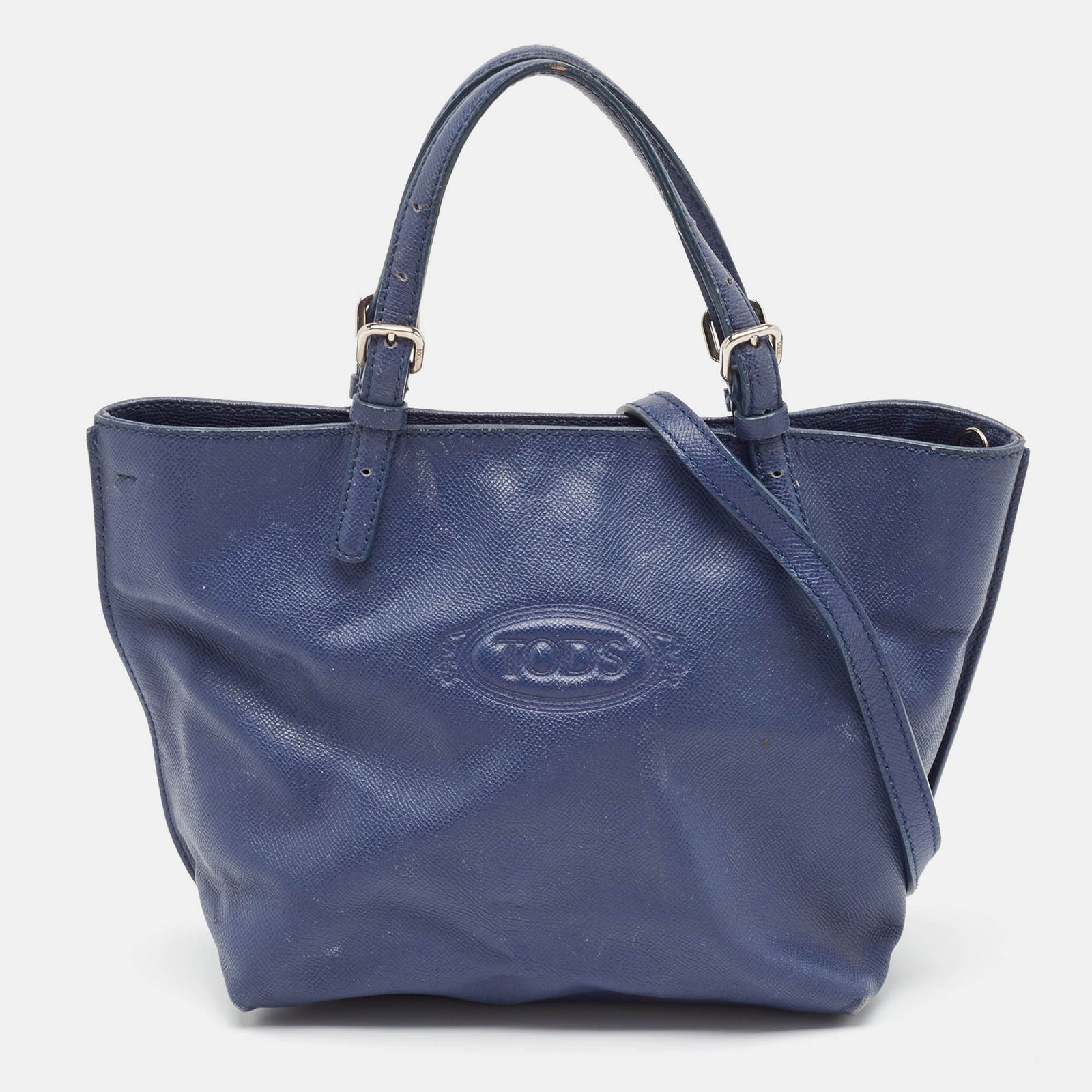 Tod's Navy Blue Leather Toronto Shopper Tote