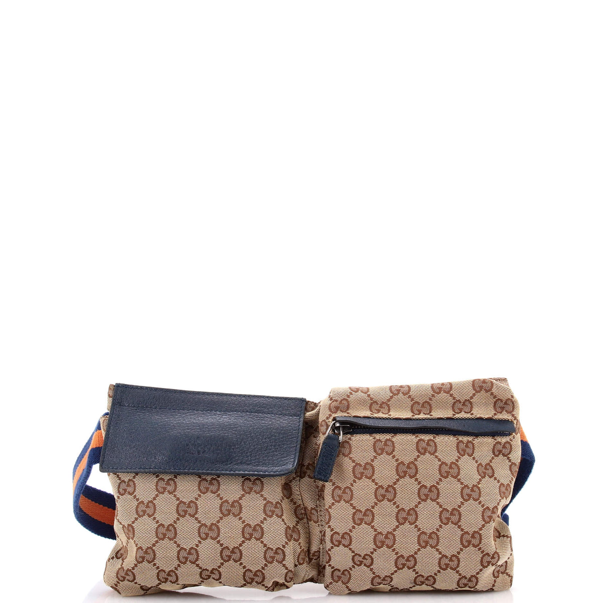 Gucci GUCCI Vintage Double Belt Bag GG Canvas with Leather