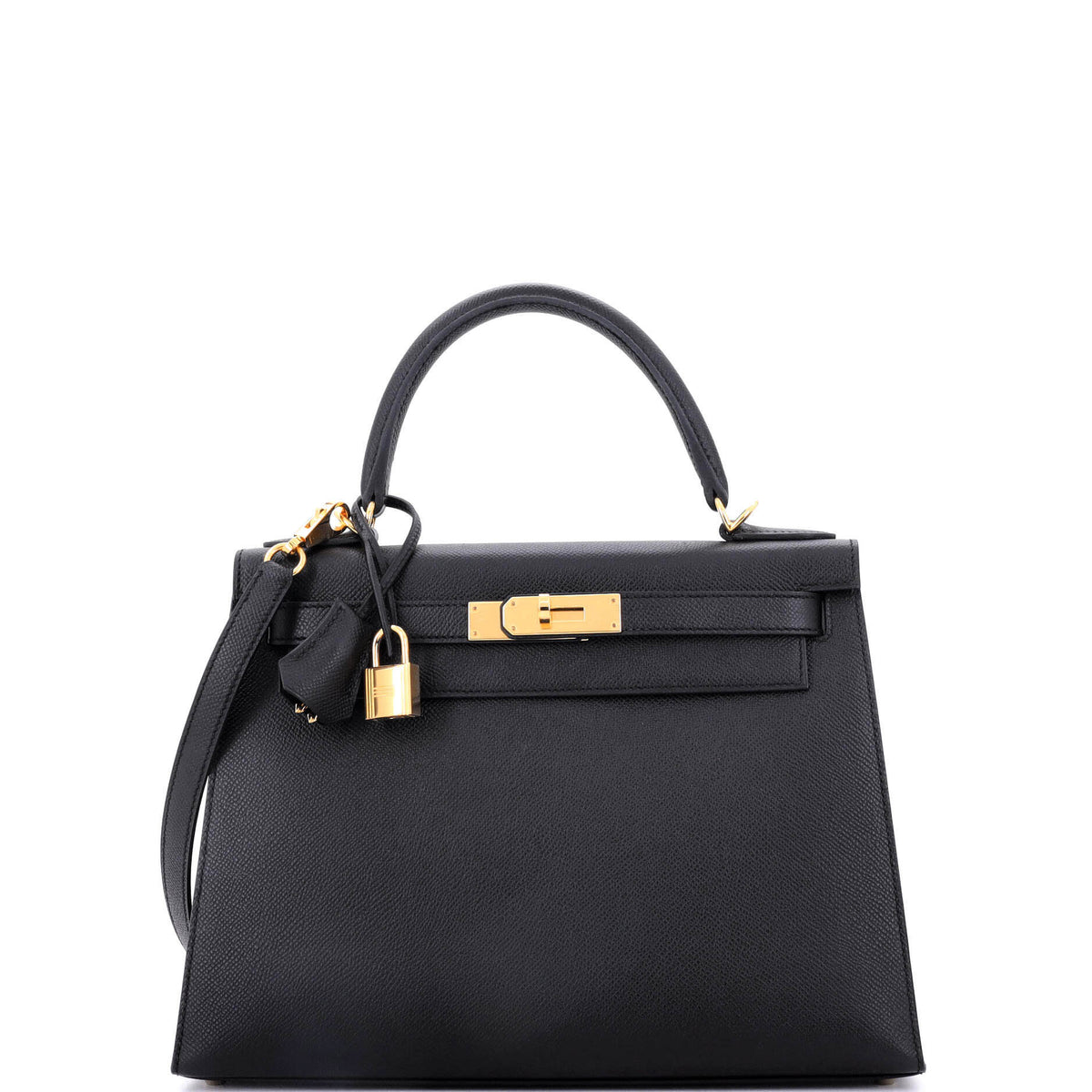 Herm?s Kelly Handbag Noir Epsom with Gold Hardware 28