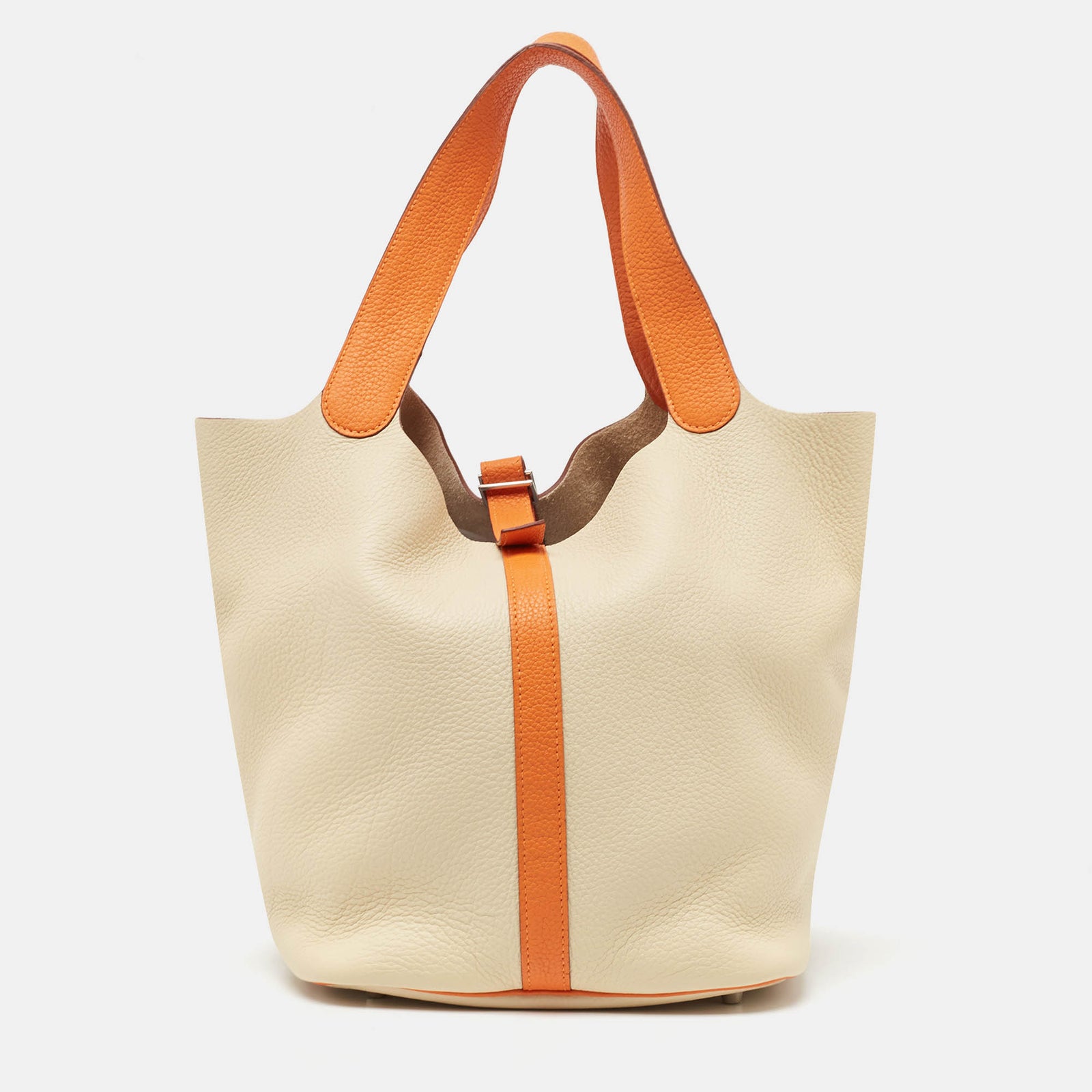 Herm?s Parchemin/Orange Taurillon Clemence Leather Picotin 26 Bag