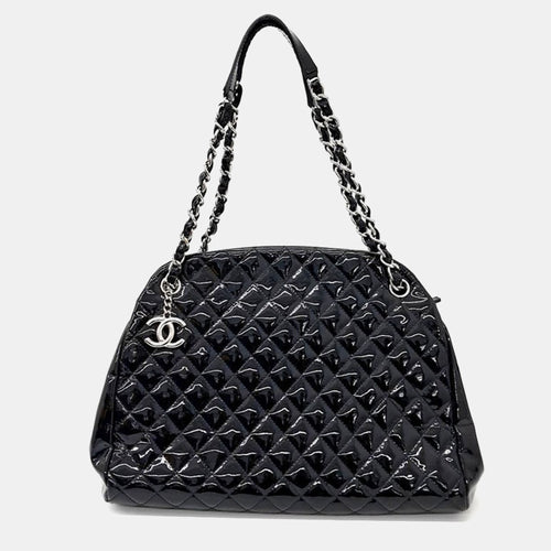 Black Quilted Patent Large Just Mademoiselle Bowler Bag