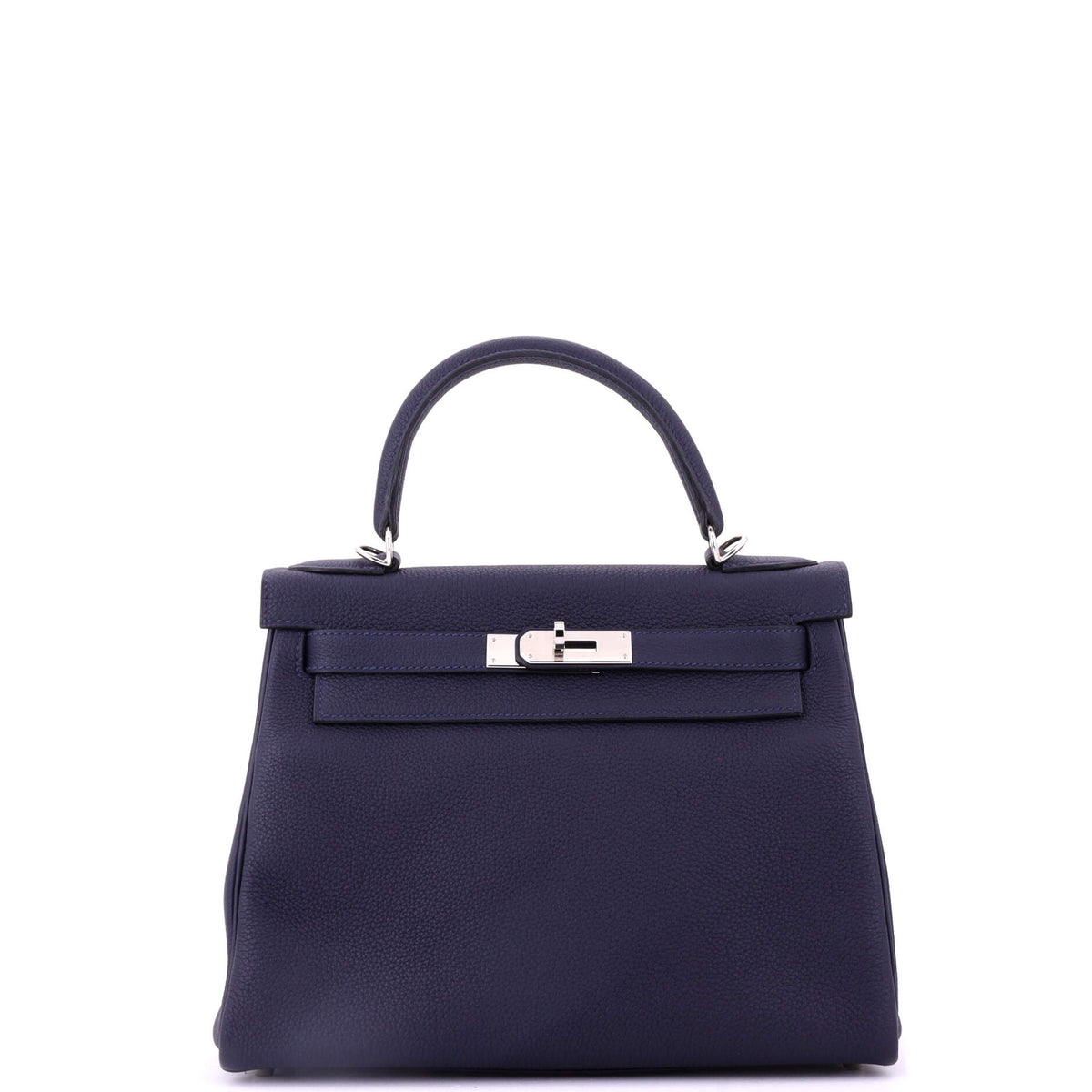 Herm?s Kelly Handbag Bleu Nuit Togo with Palladium Hardware 28