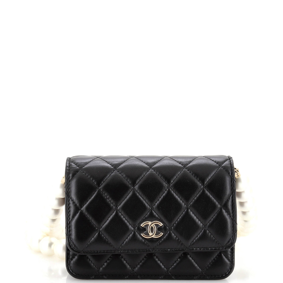 Chanel CHANEL Pearl Strap CC Wallet on Chain Quilted Calfskin Mini