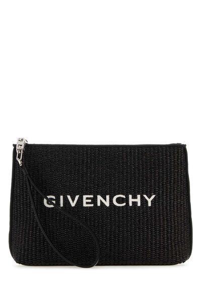 Givenchy Women's Raffia Clutch Bag With Logo in Black | BB60KSB1TX