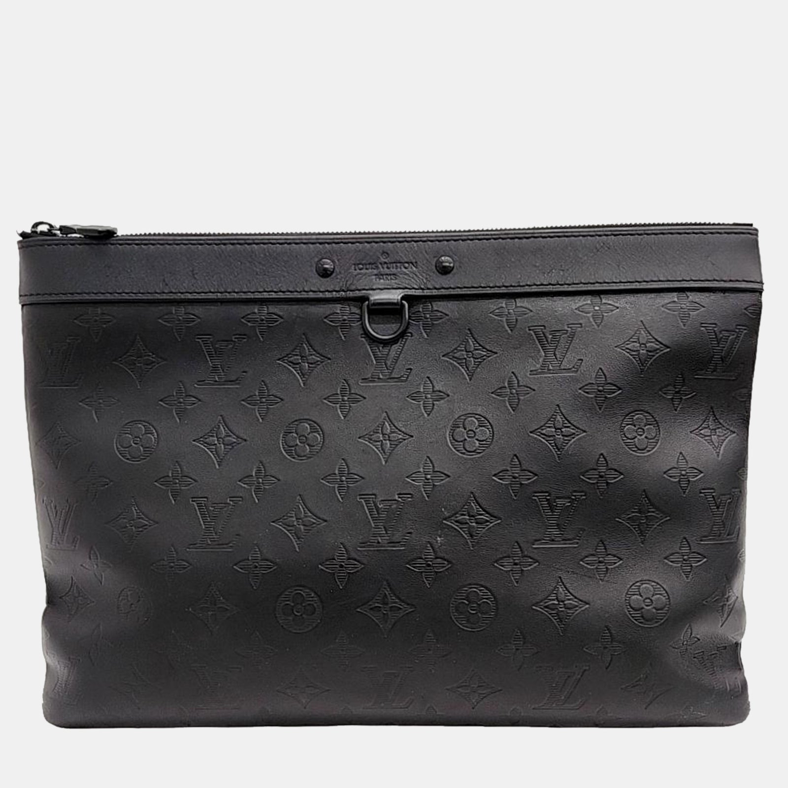 Louis Vuitton Schwarze Discovery Pochette aus Leder mit Monogramm