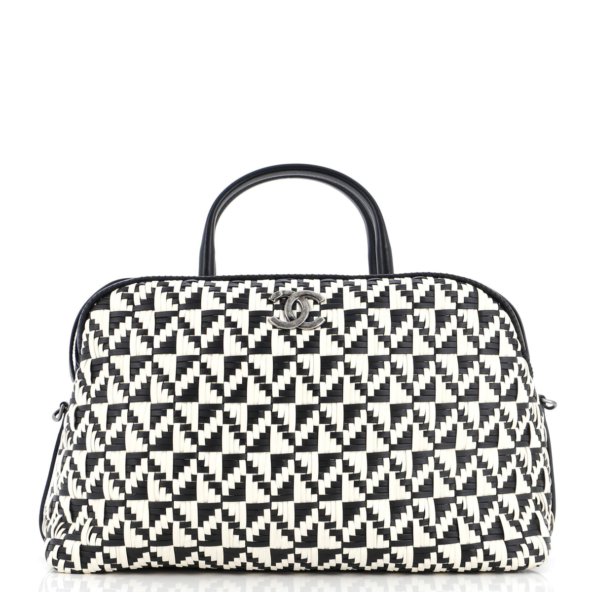 Chanel CHANEL Convertible Chain Bowler Bag Woven Calfskin Large