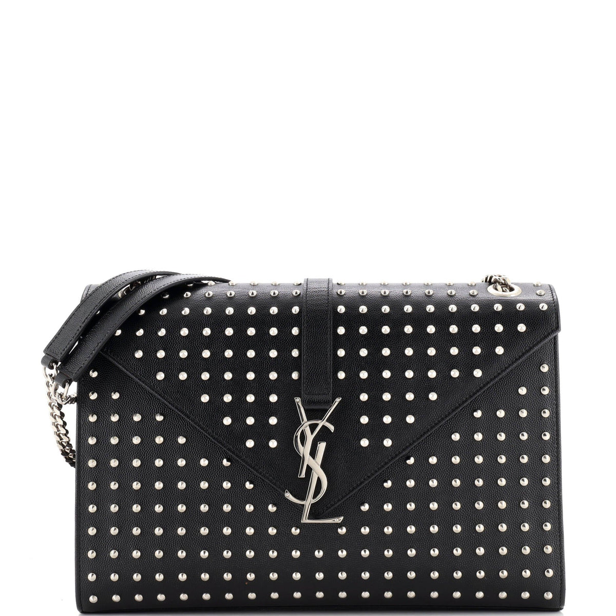 Saint Laurent Classic Monogram Envelope Satchel Studded Leather Large