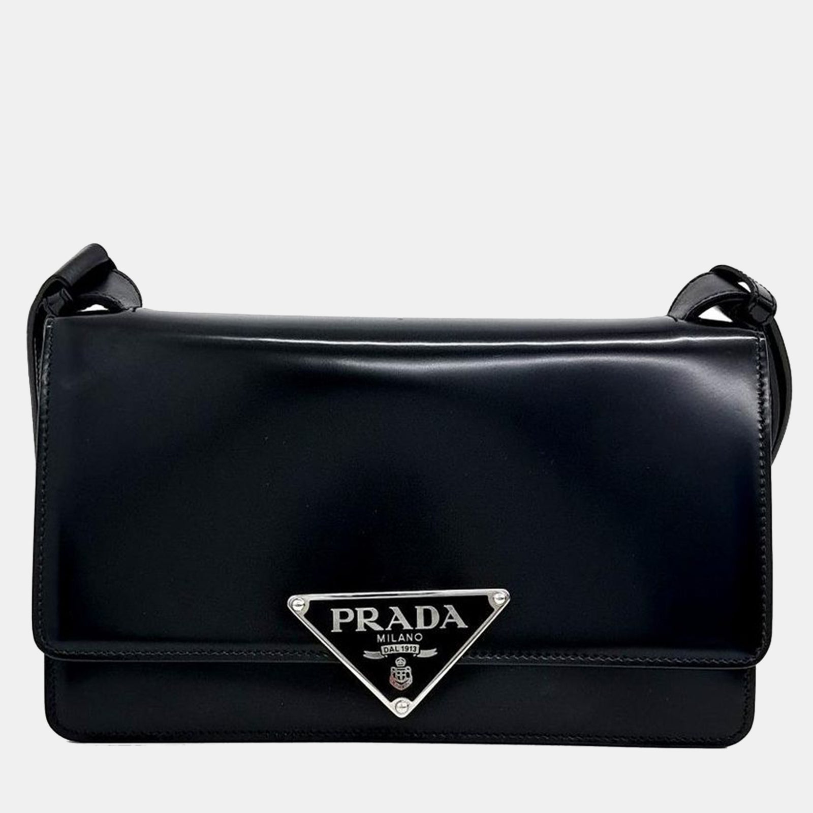 Prada Gebürstete Schultertasche mit Emblem