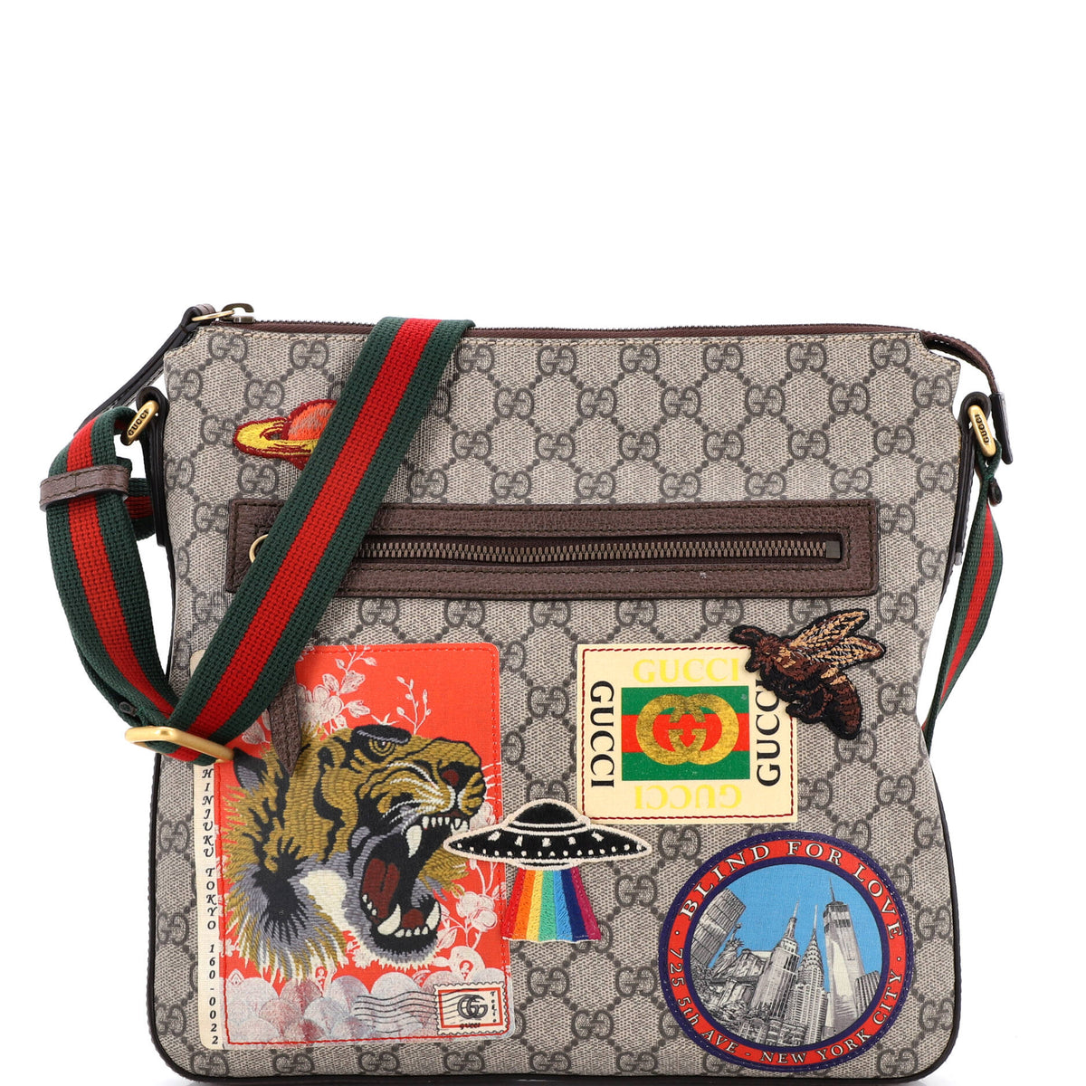 Gucci GUCCI Courrier Zip Messenger GG Coated Canvas with Applique Medium