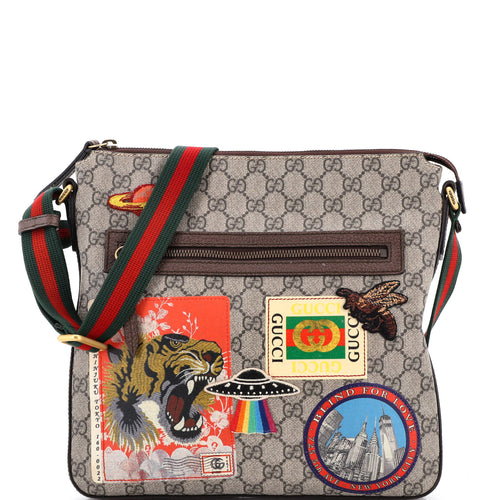GUCCI Courrier Zip Messenger GG Coated Canvas with Applique Medium