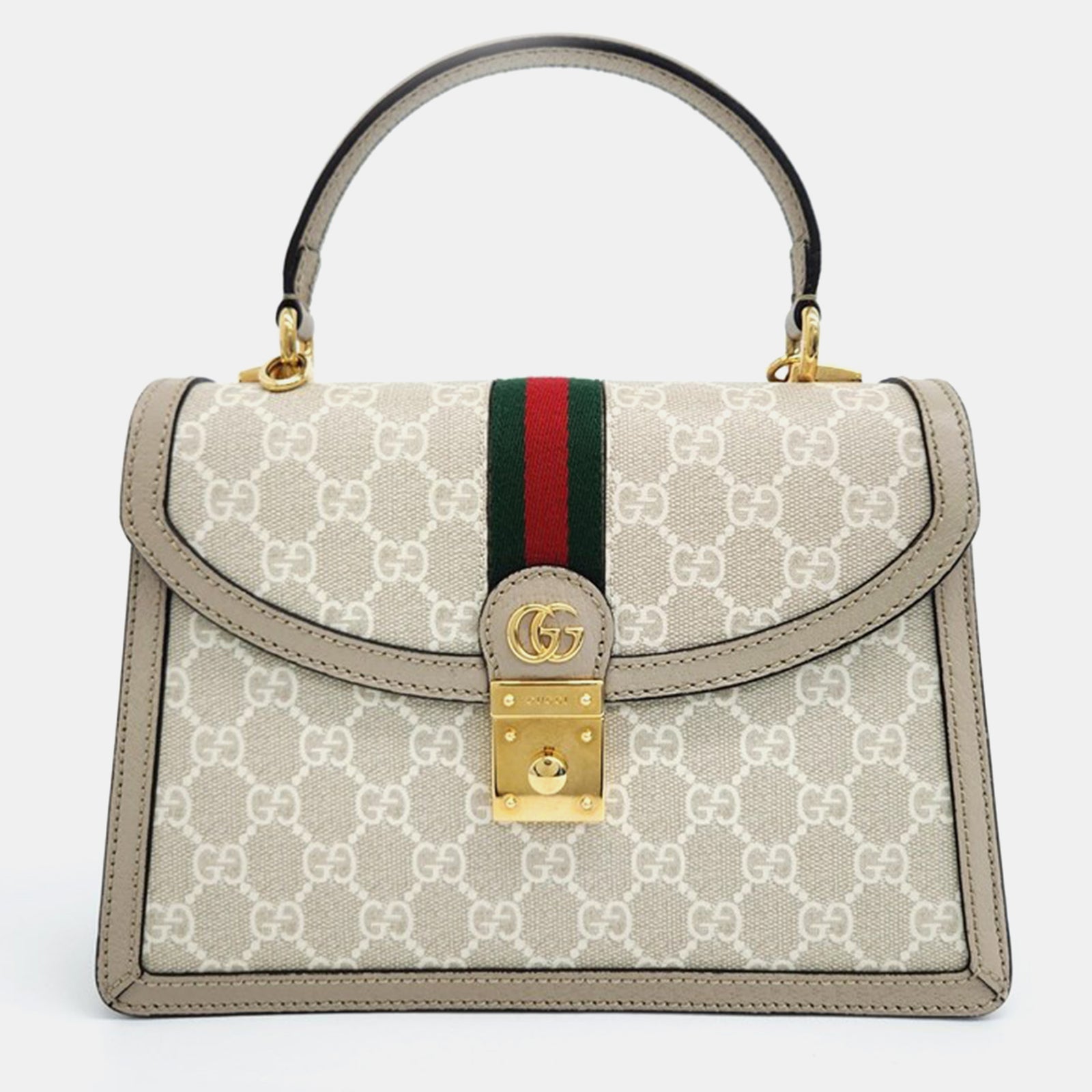 Gucci Beige GG Canvas Ophidia Top Handle Bag