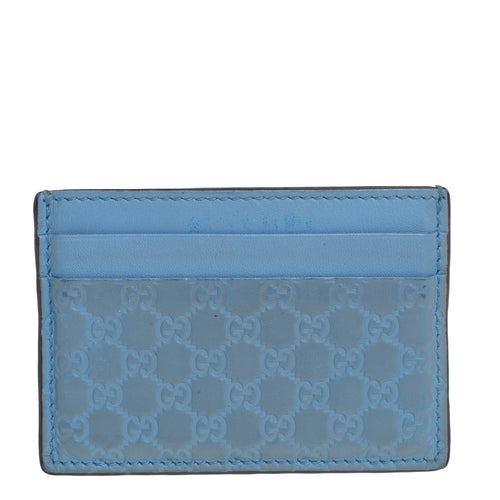 Blue Microguccissima Leather Card Holder