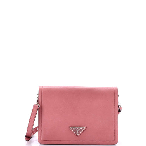 PRADA Full Flap Shoulder Bag Glace Calf Small