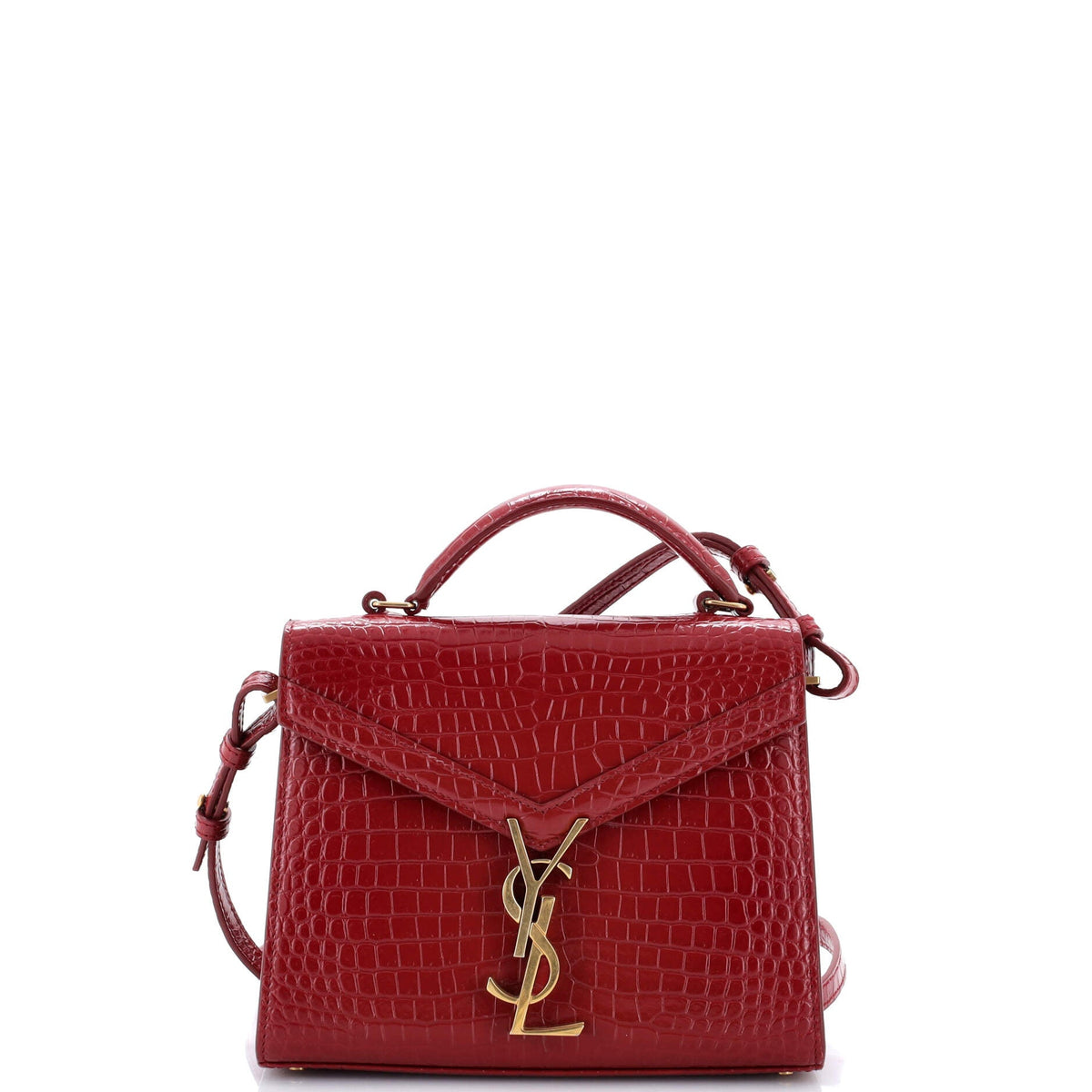 Saint Laurent Cassandra Top Handle Bag Crocodile Embossed Leather Mini