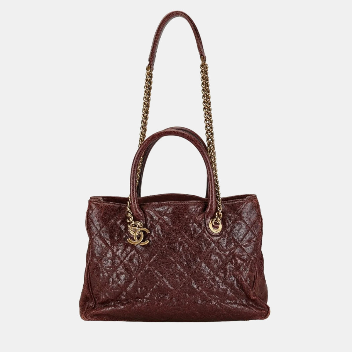 Chanel Bordeaux Leather Quilted Caviar Shiva Tote Bag