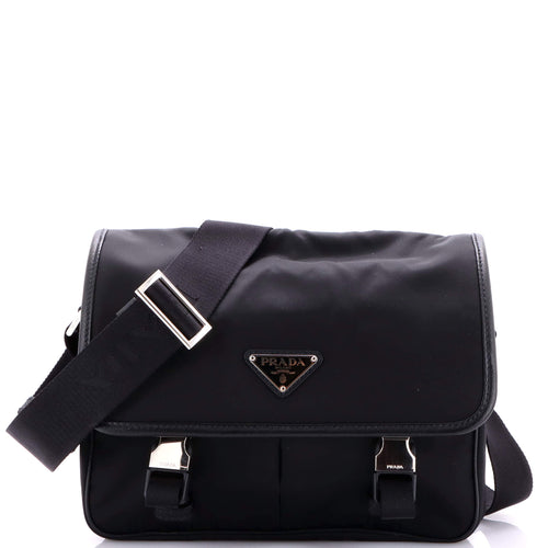 PRADA Double Buckle Flap Messenger Bag Re-Nylon with Saffiano Medium