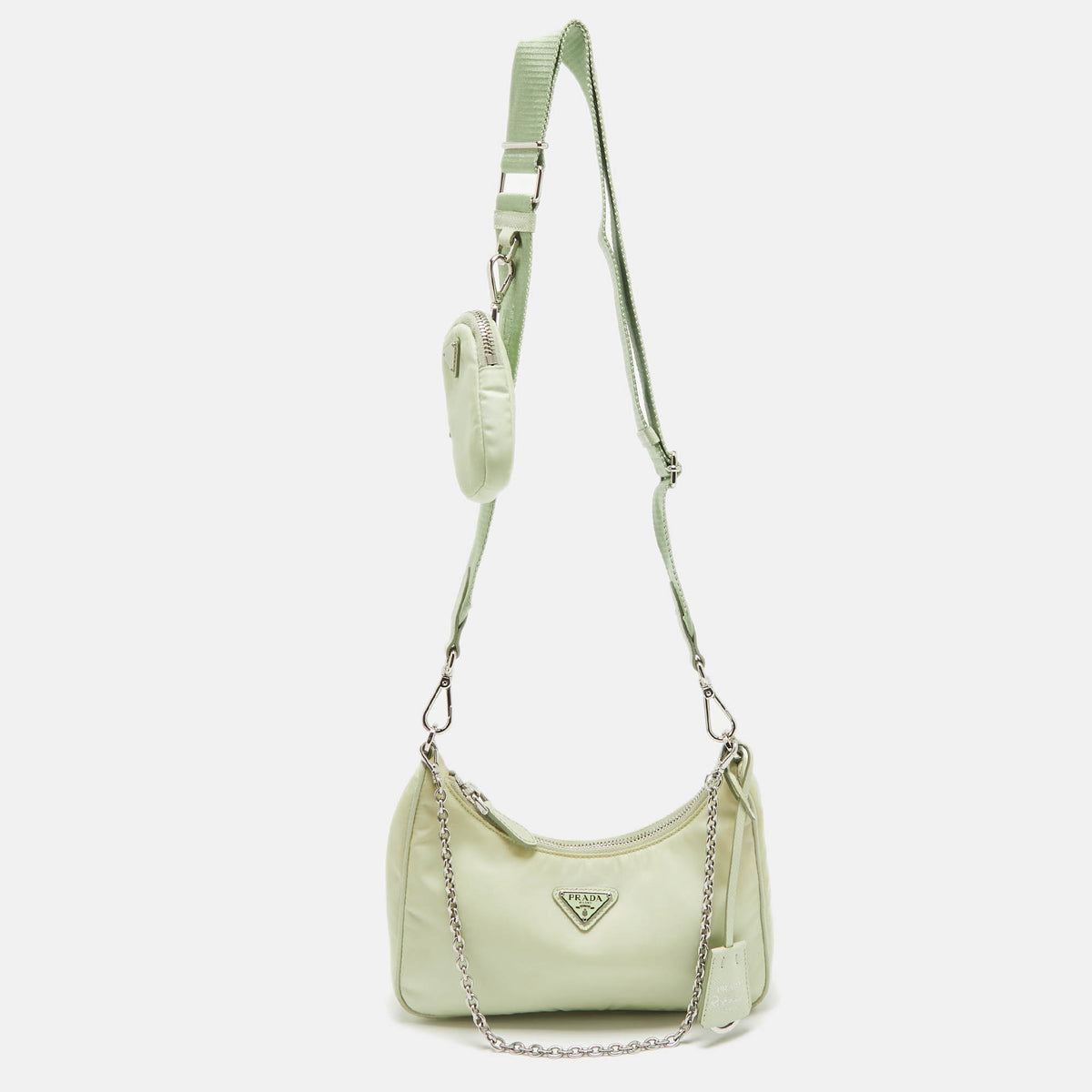 Prada Light Green Leather and Nylon Re-Edition 2005 Bag