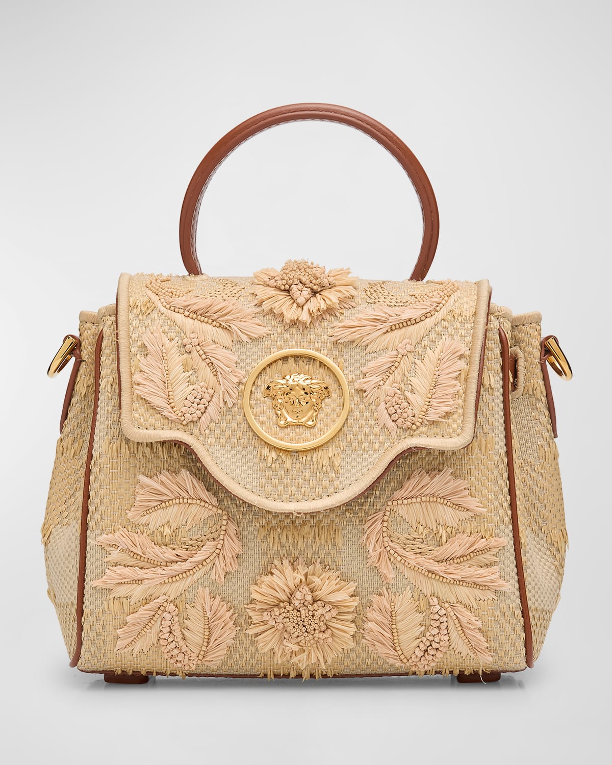 Versace La Medusa Floral Top-Handle Bag