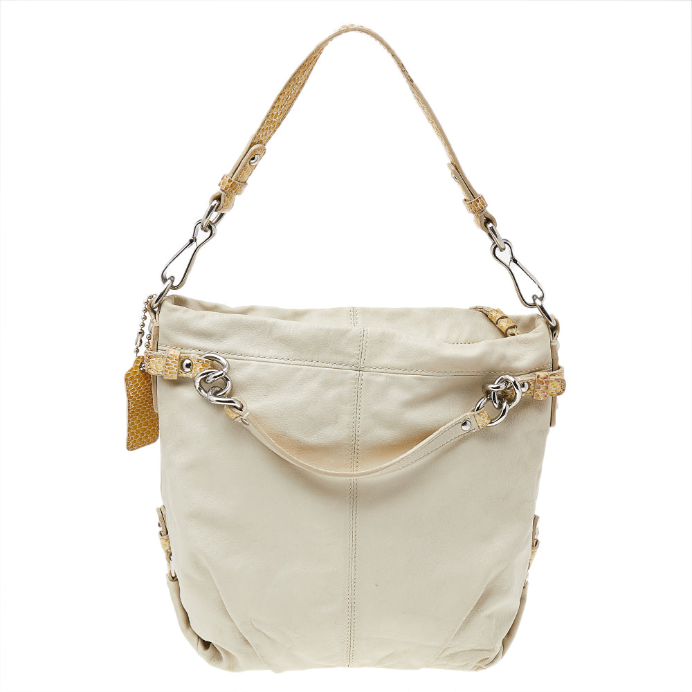 Coach Beige Leather Shoulder Bag