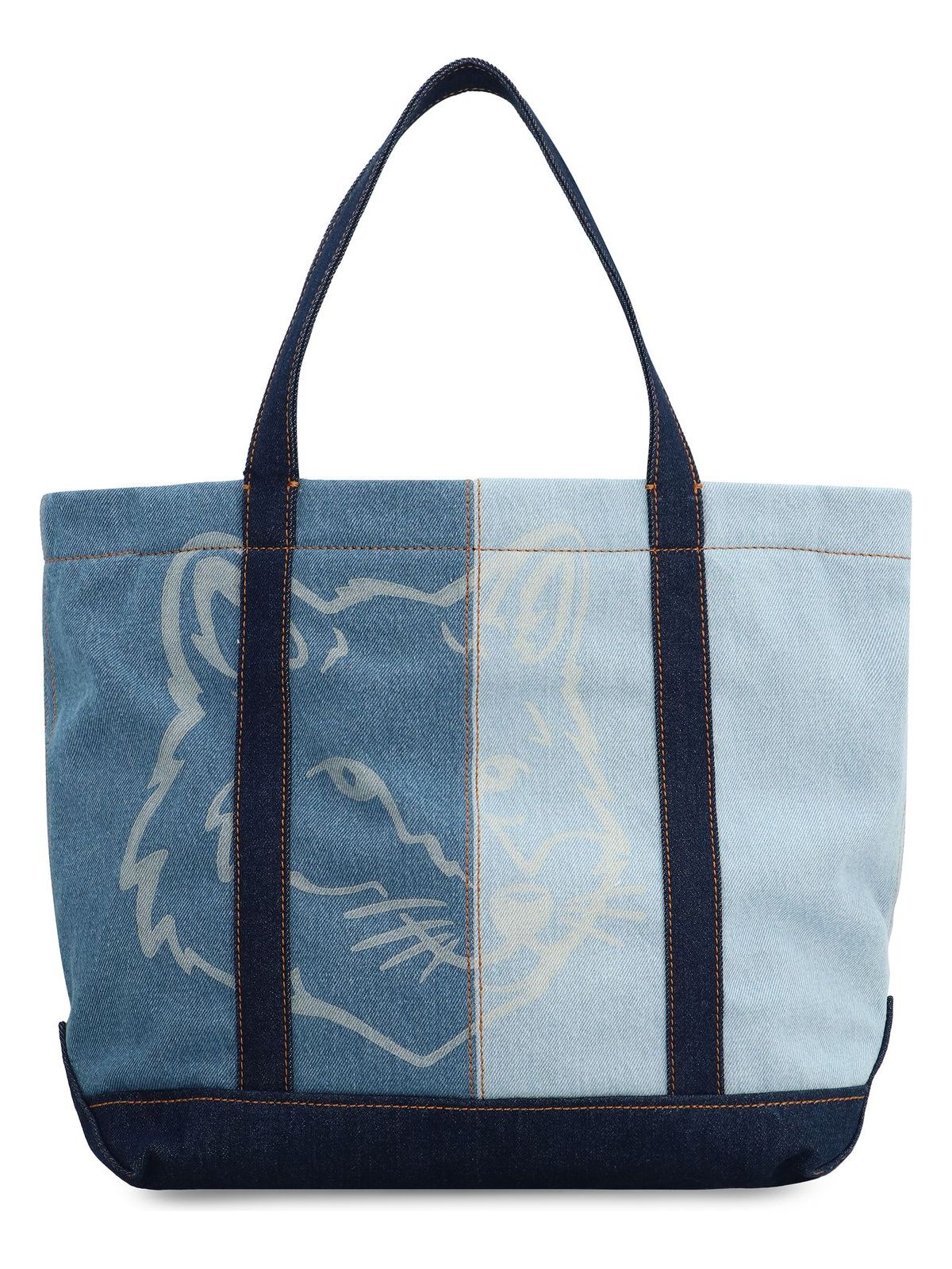 Maison KitsunÃ© Women's Fox Head Medium Shopper Bag in Blue | MW05108WW5022