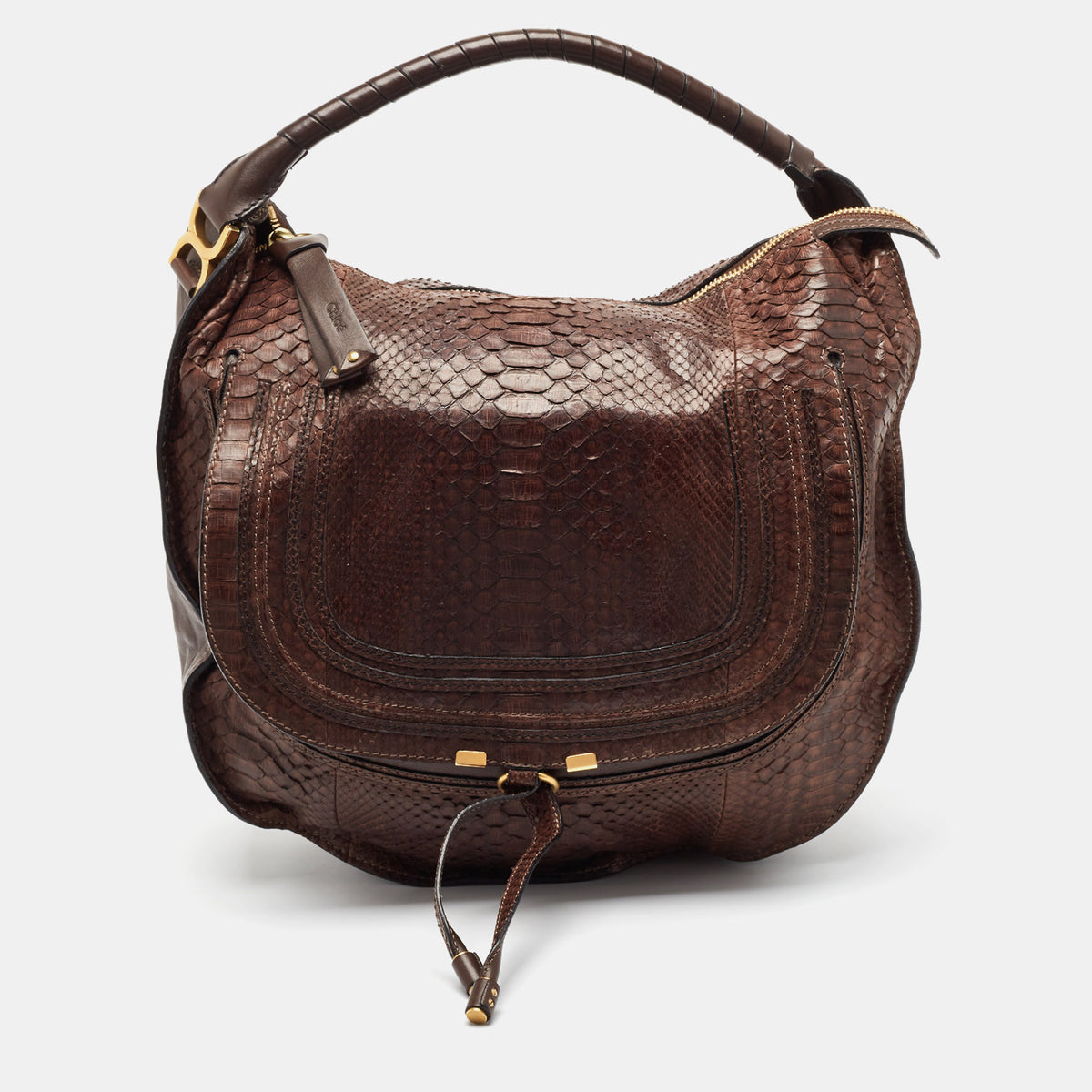Chloe Choco Brown Python Large Marcie Hobo