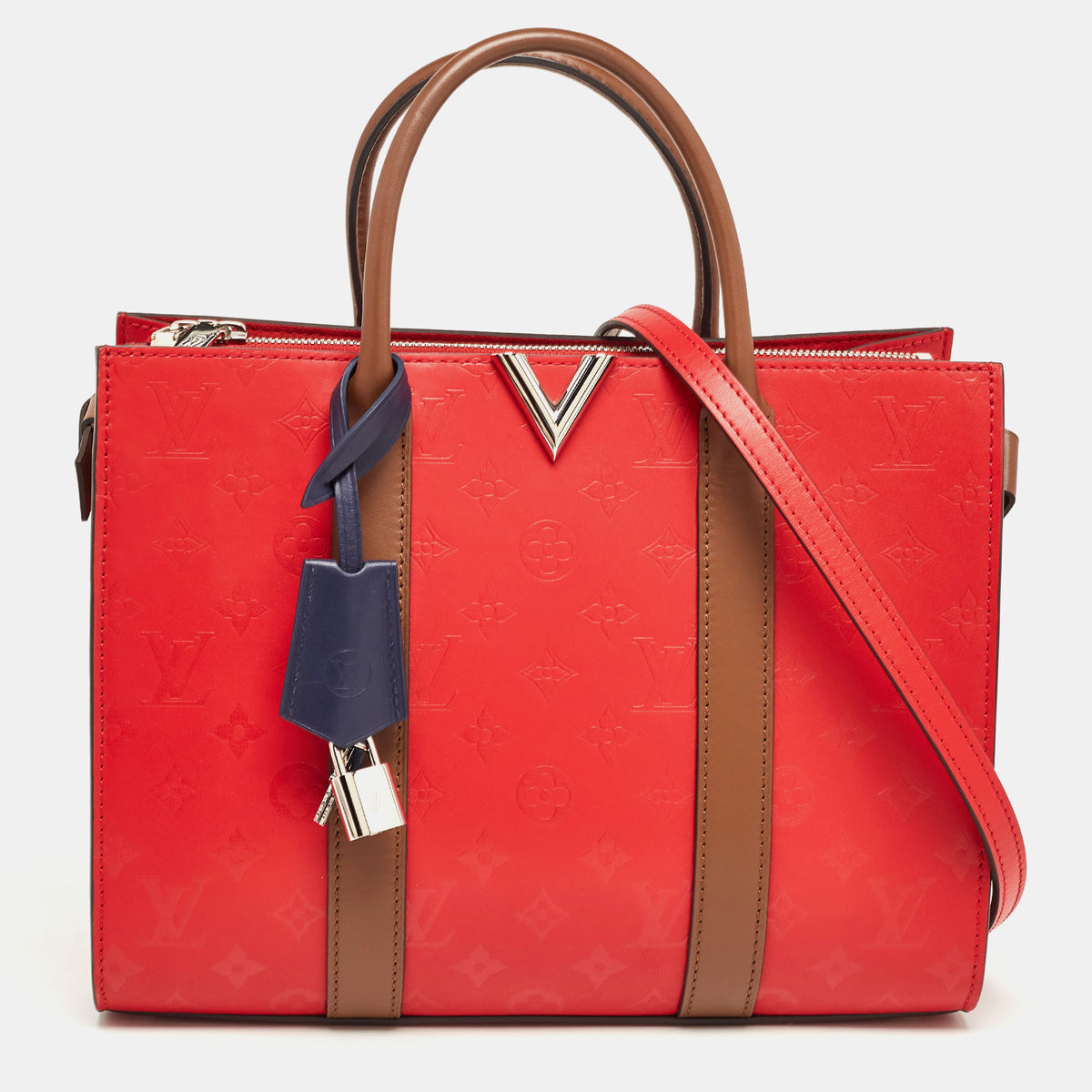 Louis Vuitton Rubis/Noisette Monogram Plume Leather Very MM Tote