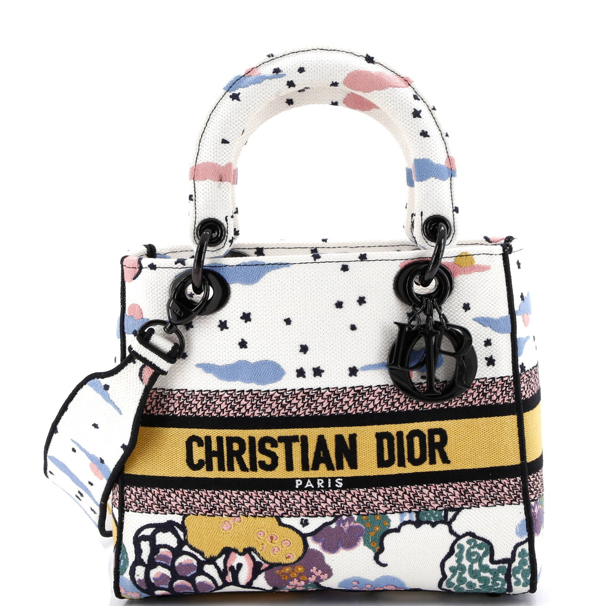 Christian Dior Lady D-Lite Bag Embroidered Canvas Medium