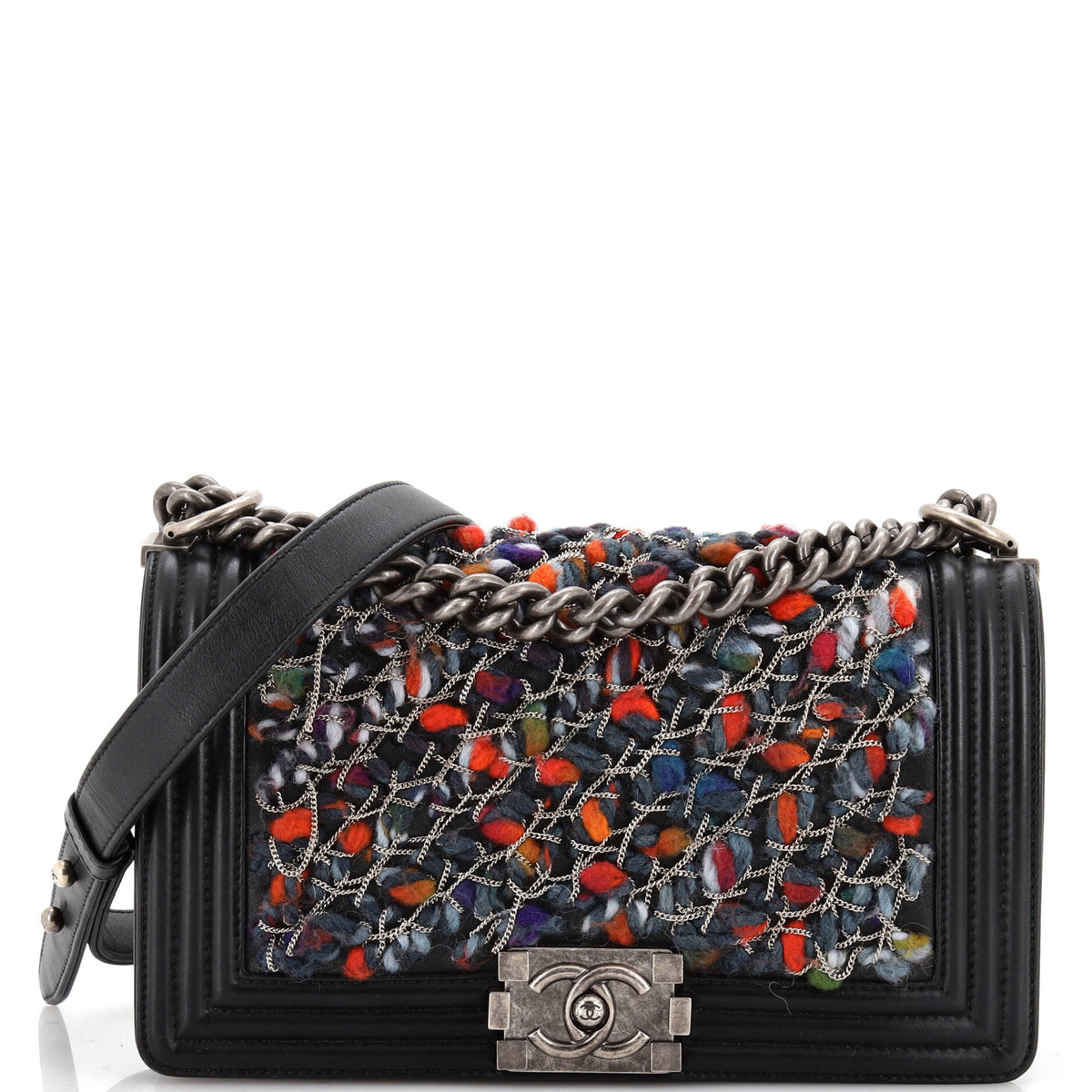 Chanel CHANEL Boy Flap Bag Braided Tweed Old Medium