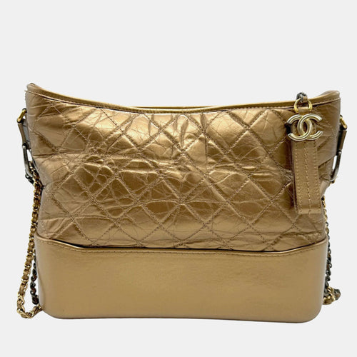 Metallic Bronze Leather Small Gabrielle Shoulder Bag