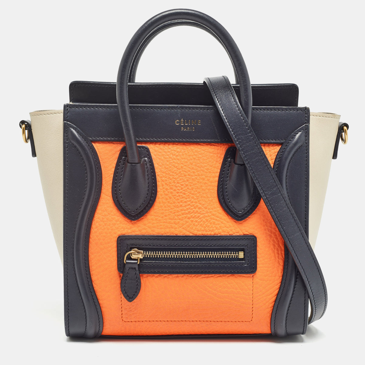 Celine Tricolor Leather Nano Luggage Tote
