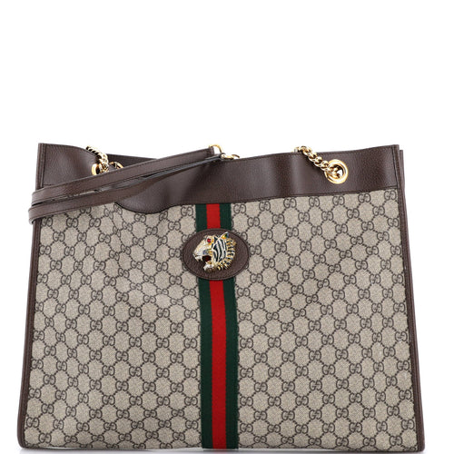 GUCCI Rajah Chain Tote GG Coated Canvas Large