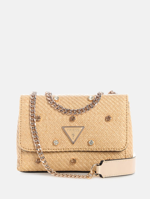 Giully II Raffia Rhinestone Mini Convertible Bag