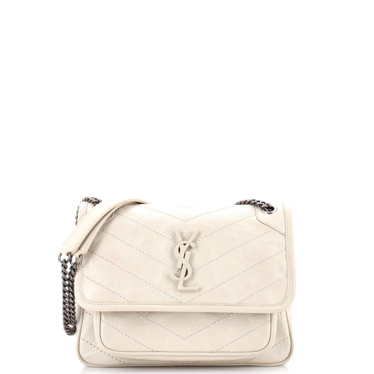 Saint Laurent Niki Chain Flap Bag Matelasse Chevron Leather Baby