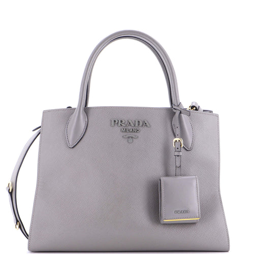 PRADA Monochrome Tote Saffiano with City Calf Medium