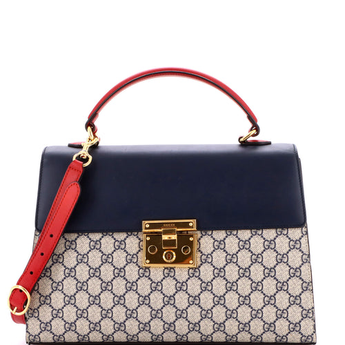 GUCCI Padlock Top Handle Bag GG Coated Canvas and Leather Medium