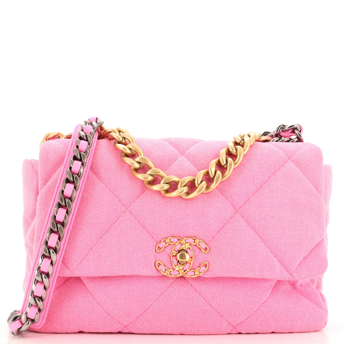 Chanel CHANEL 19 Flap Bag Quilted Denim Large