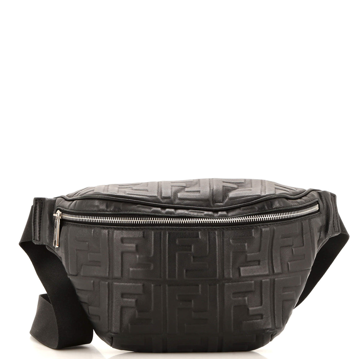Fendi FENDI Zip Waist Bag Zucca Embossed Leather