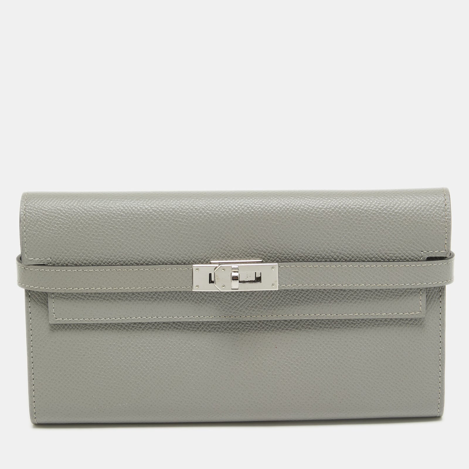 Herm?s Portefeuille Kelly Classic en cuir Epsom Gris Mouette