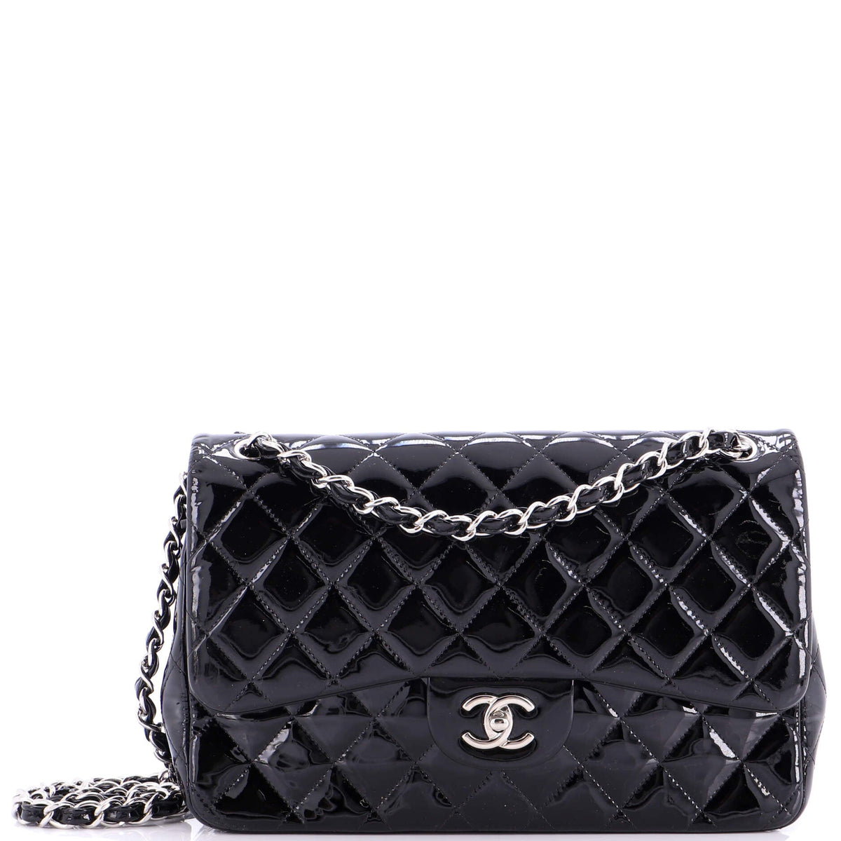 Chanel CHANEL Classic Double Flap Bag Quilted Patent Jumbo