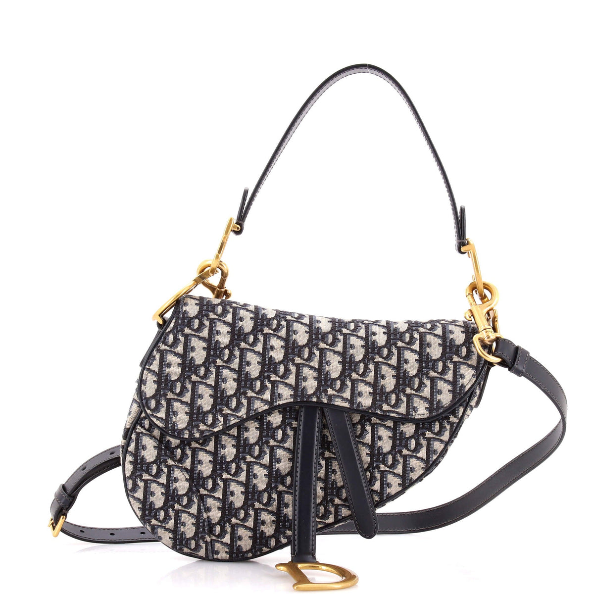 Christian Dior Saddle Handbag with Strap Oblique Canvas Medium