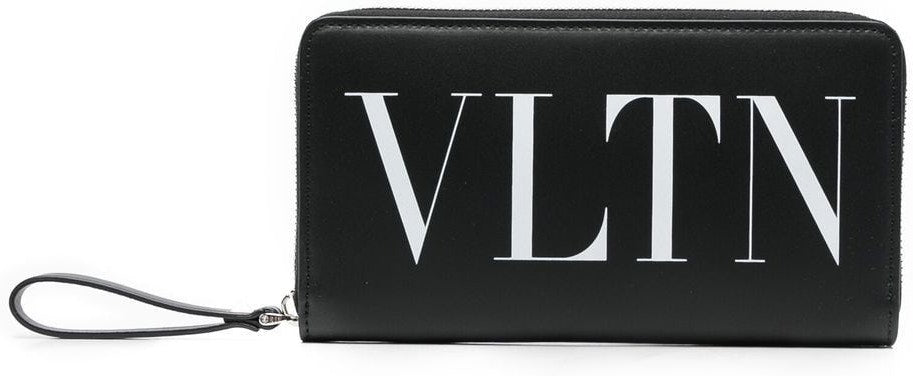 Valentino Garavani Men's Logo Print Zip Around Wallet in Black | Size UNICA | P0570LVN