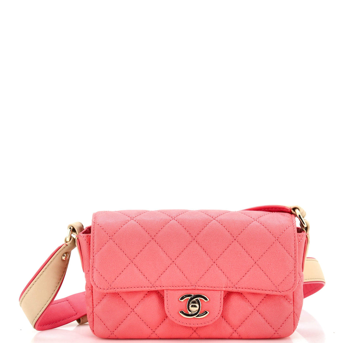 Chanel CHANEL Buckle Strap CC Messenger Bag Quilted Caviar Small