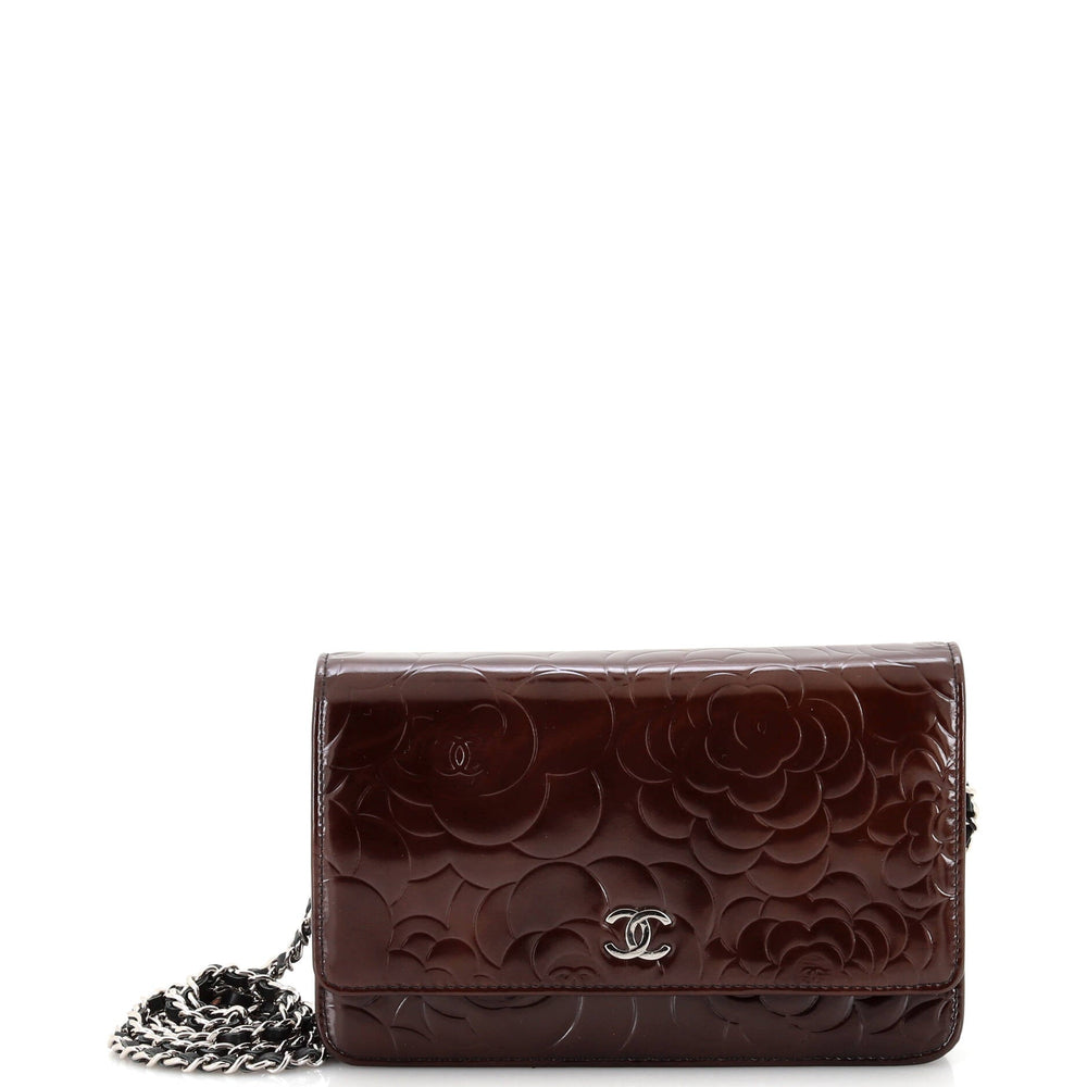 CHANEL Wallet on Chain Camellia Patent