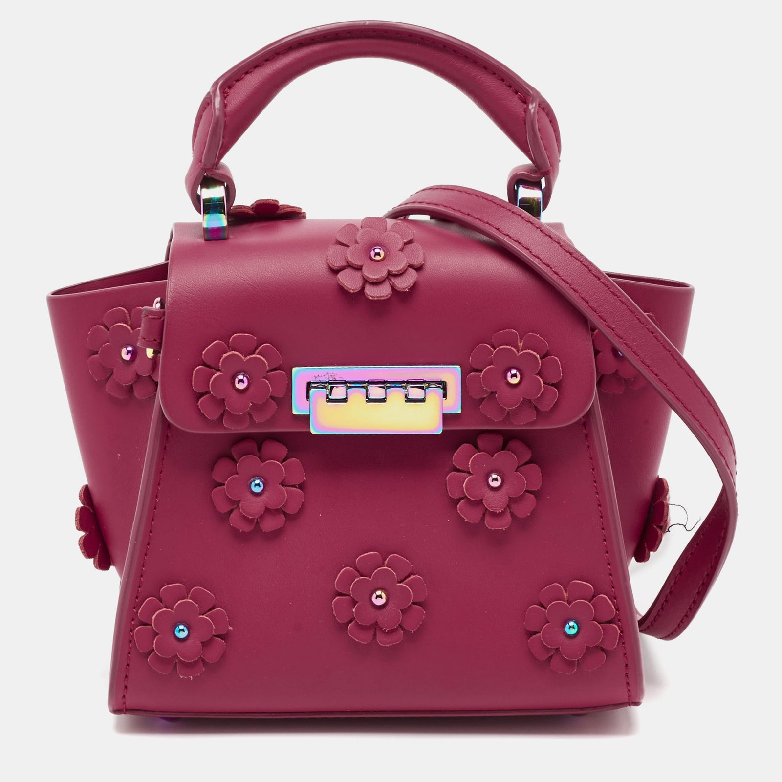 Zac Posen Magentafarbene, ikonische Mini-Tasche „Eartha“ aus Leder mit Griff oben