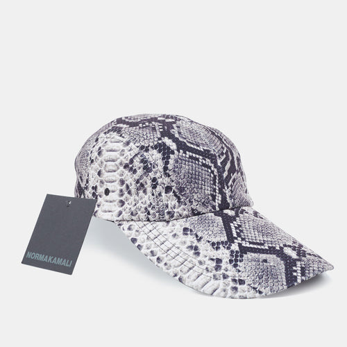 Black/White Python Print Poly Lycra Long Bill Baseball Cap One Size