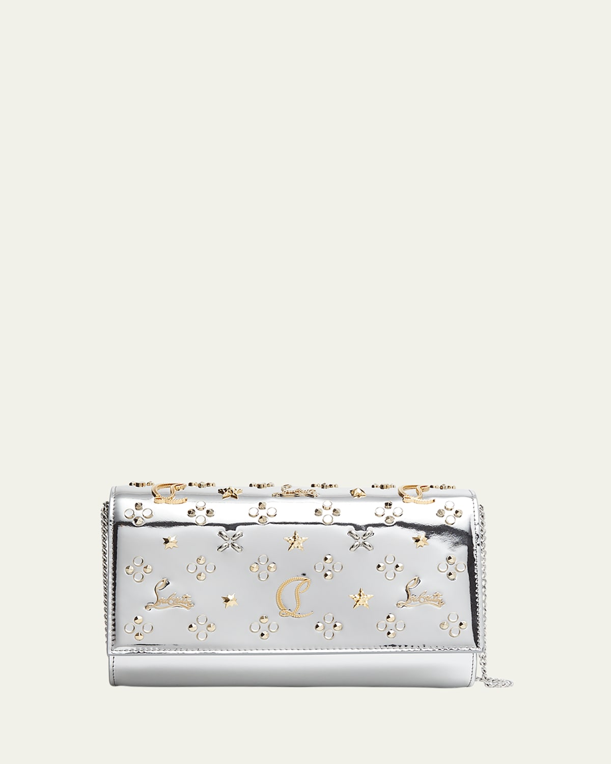 Christian Louboutin Paloma Loubinthesky Metallic Leather Clutch Bag